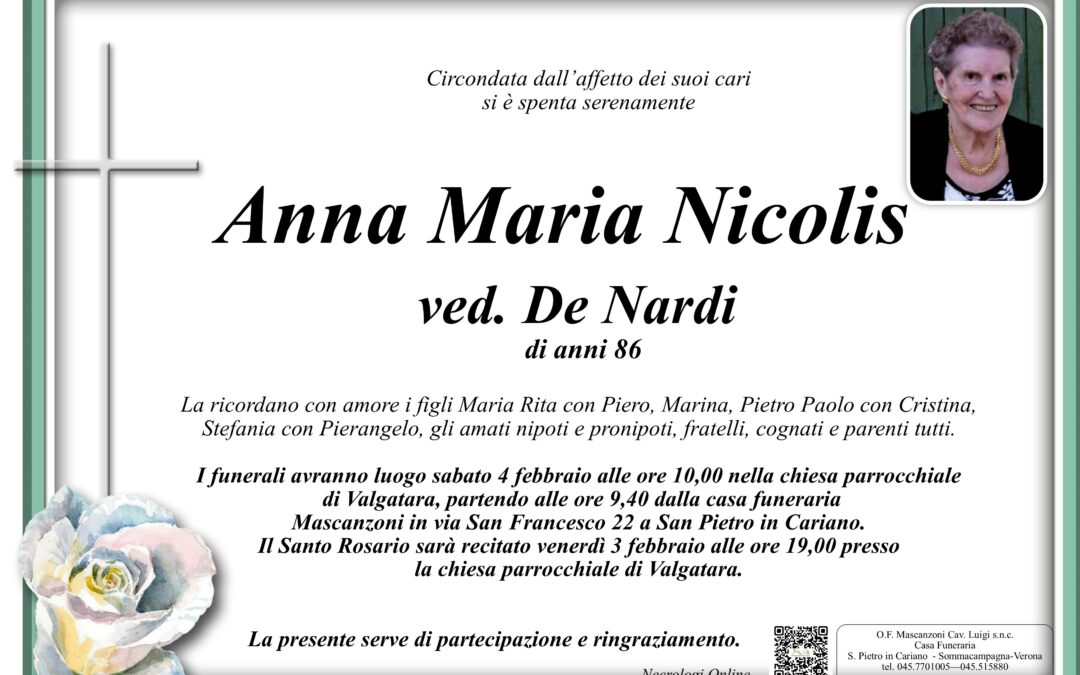 NICOLIS ANNA MARIA VED. DE NARDI