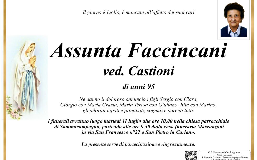 FACCINCANI ASSUNTA VED. CASTIONI