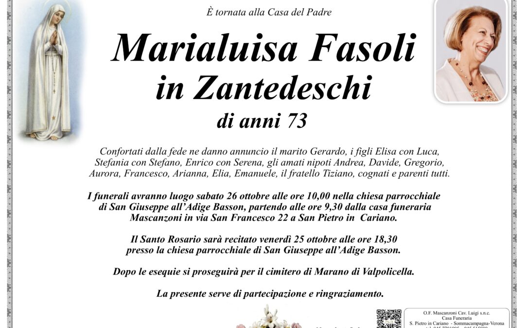 FASOLI MARIALUISA IN ZANTEDESCHI