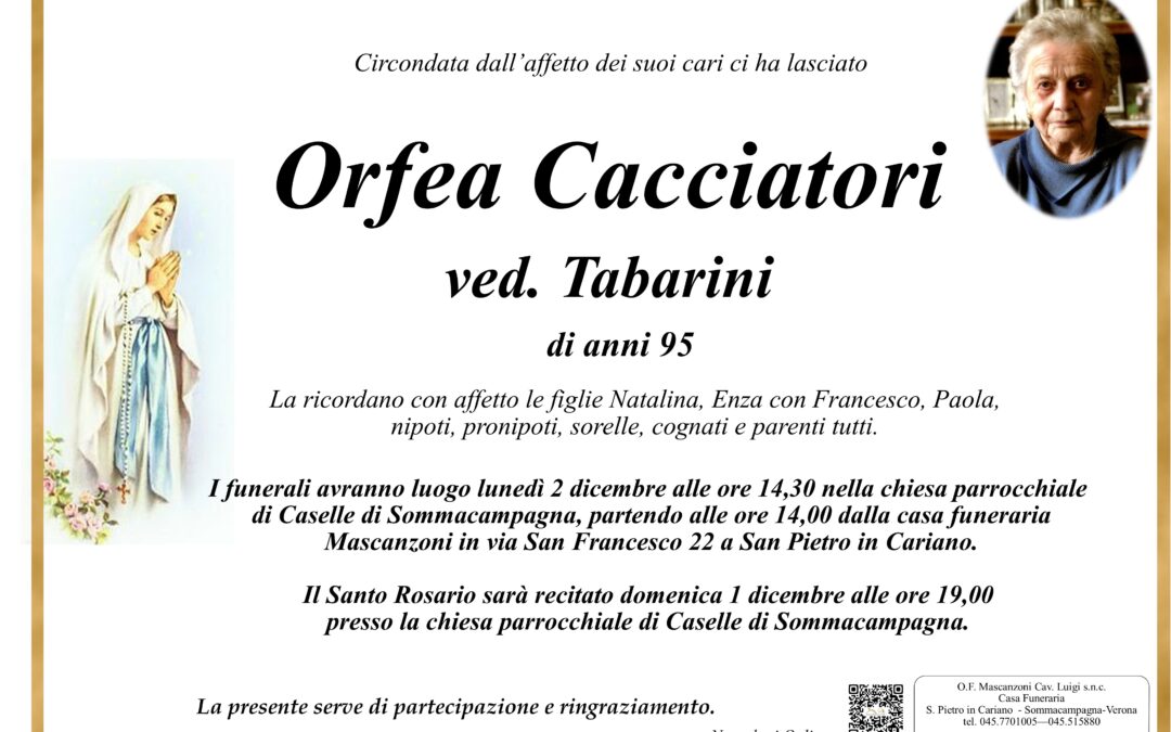 CACCIATORI ORFEA VED. TABARINI