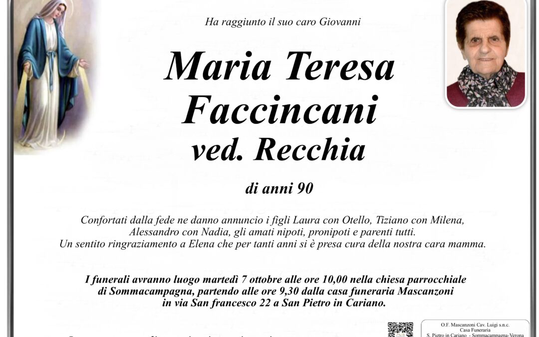 FACCINCANI MARIA TERESA VED. RECCHIA